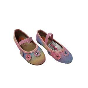 Kensie Girl Rainbow Flowers Glitter Ballet Flats Size 7